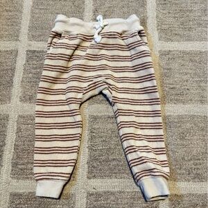 Rylee + Cru Terry cloth Striped Cream and Brown Kids Bottoms